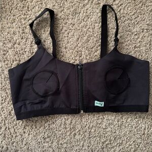 Motif Pumping Nursing Bra Women L -Plus Blk Front Zip Wireless Hands Fre Comfort